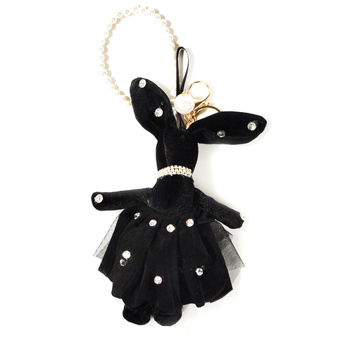 ACC-00022 - Black velvet Rabbit Keychain - All Bags Online