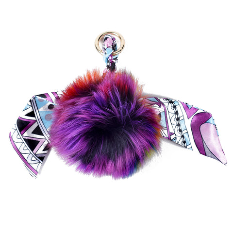 ACC-4076 Purple Multi Pom Pom with Small Scarf - All Bags Online