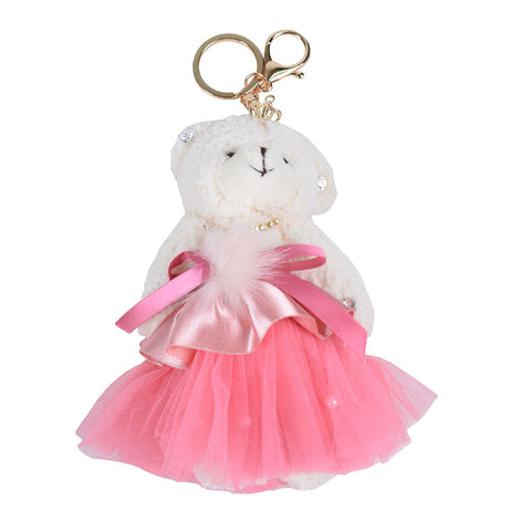 ACC-4090 - Cream an Pink Teddy Keychain - All Bags Online