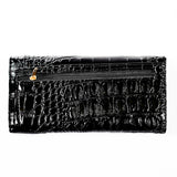 Trifold - Black - Crock Skin-like - Patent - All Bags - JP-W-17 - All Bags Online