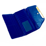 Trifold - Blue - Croc Skin-like - Patent - All Bags - JP-W-17 BLUE - All Bags Online