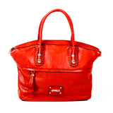 RED Handbag with Laser-cut & Woven Detail - OH-5020 RED - All Bags Online