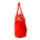 RED Handbag with Laser-cut & Woven Detail - OH-5020 RED - All Bags Online