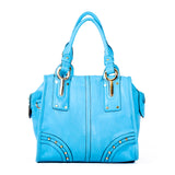 Blue Handbag with Light Gold Studs - OH-5024 BLUE - All Bags Online